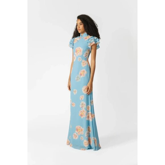 SAU LEE Sylvie Dress in Blue Multi 2 New Womens Floral Gown Long Maxi - Picture 10 of 12